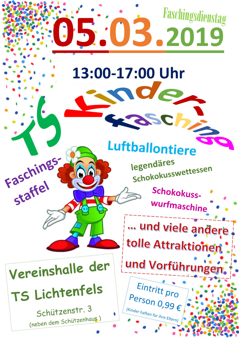 Aushang Kinderfasching 2019